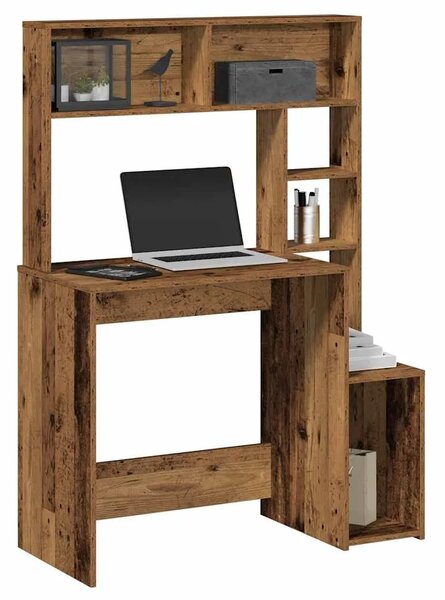 Radni stol s policama boja drva 100x45x140 cm konstruirano drvo - Staro drvo Staro drvo
