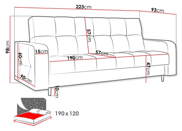 Sofa na razvlačenje Solvetana (bež) (s prostorom za odlaganje)