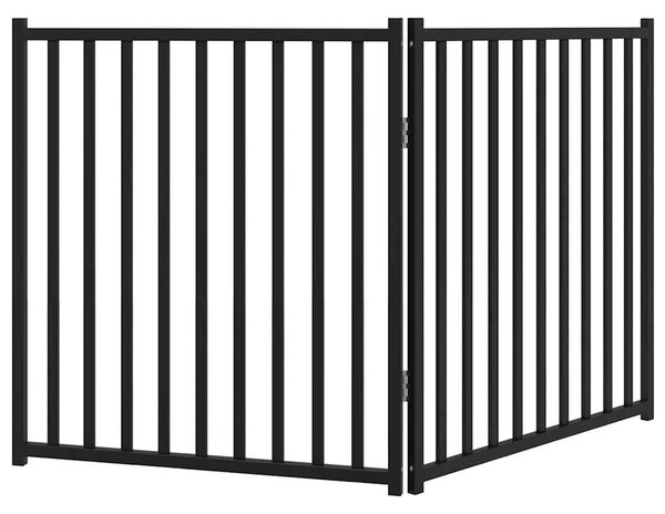 Vrata za pse sklopiva 2 panela crna 160 cm od masivna jelovina - Crna 80 x 90 x 2 cm 2 Crna