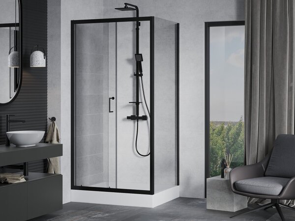 Mexen Apia klizna tuš kabina klizna 120 x 90 cm, prozirna, crna + pladanj Rio - 840-120-090-70-00-4510