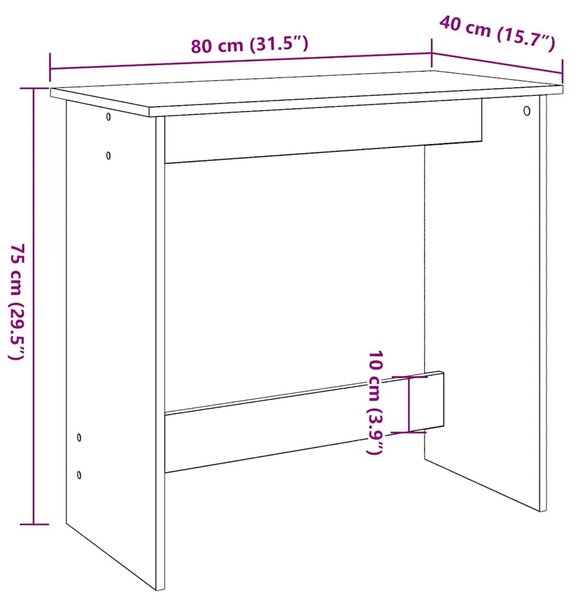 Radni stol bijeli 80 x 40 x 75 cm od iverice - Bijela Bijela