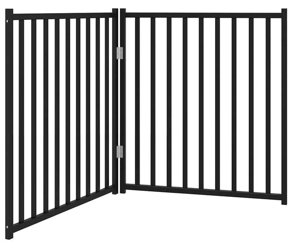 Vrata za pse sklopiva 2 panela crna 160 cm od masivna jelovina - Crna 80 x 90 x 2 cm 2 Crna