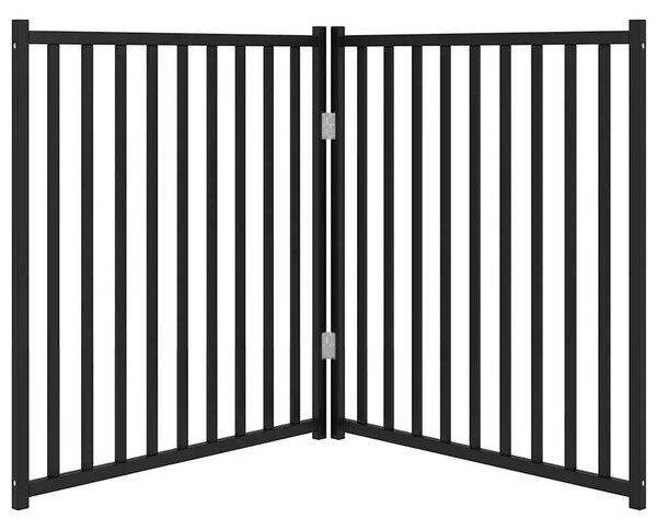 Vrata za pse sklopiva 2 panela crna 160 cm od masivna jelovina - Crna 80 x 90 x 2 cm 2 Crna