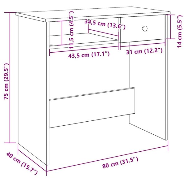 Radni stol crni 80 x 40 x 75 cm od iverice - Crna Crna