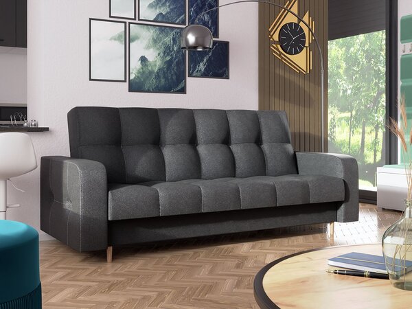 Sofa na razvlačenje Solvetana (tamnosiva) (s prostorom za odlaganje)