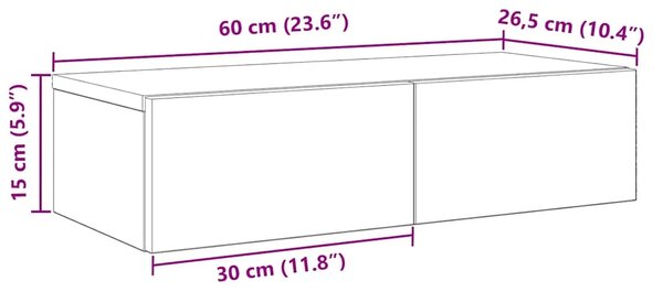 Zidna polica s ladicama siva sonoma 60x26 5x15 cm - Sivi hrast sonoma 60 x 26.5 x 15 cm 1 1