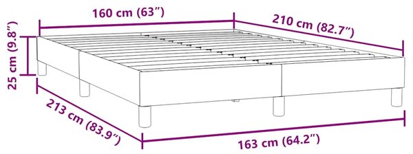 Box Spring krevet bez madraca tamno sivi 160x210 cm samt - Tamno siva 160 x 210 cm 25 cm Tamno siva