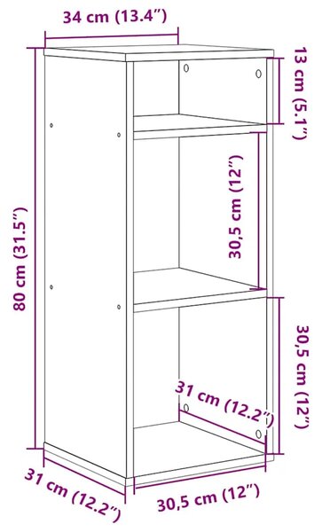 Ormarić za knjige boja betona 34x31x80 cm konstruirano drvo - Beton siva 34 x 31 x 80 cm 1 Beton siva