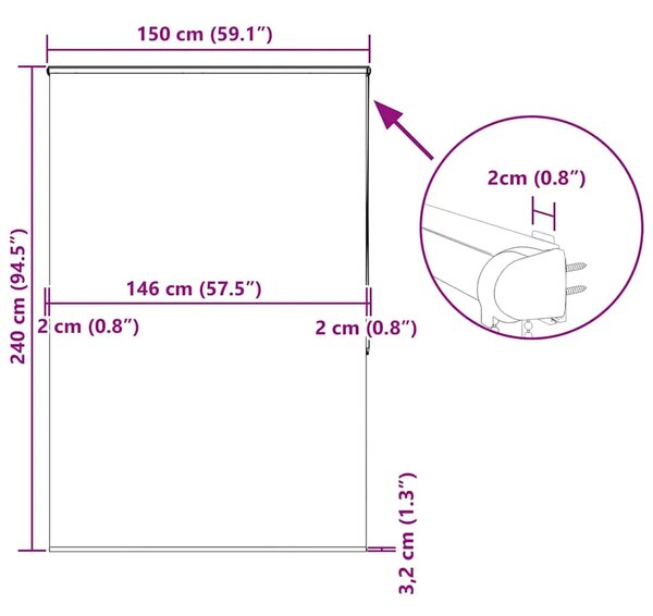 Rolo zavjesa za tuš s kazetom 150x240 cm širina tkanine 146 cm - Bijela 150 x 240 cm s kazetom Bijela