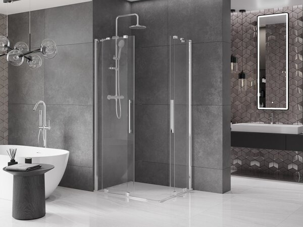 Mexen Velar Duo klizna pregrada za tuš klizna 90 x 80 cm, prozirna, krom - 871-090-080-02-01