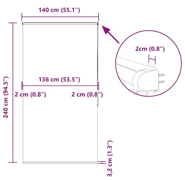 Rolo zavjesa za tuš s kazetom 140x240 cm širina tkanine 136 cm - Svjetlosiva 140 x 240 cm s kazetom Svjetlosiva