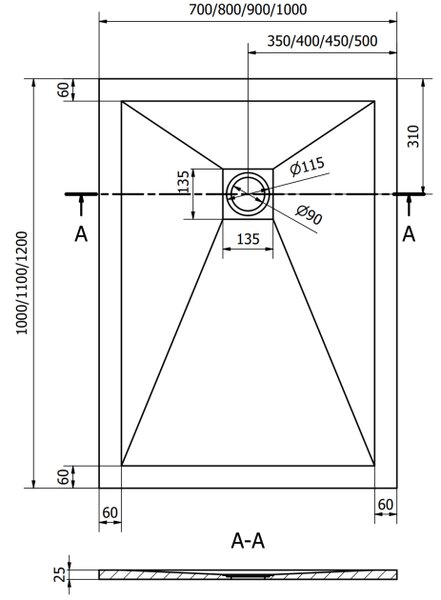 Mexen Stone+ pravokutna kompozitna tuš kada 120 x 100 cm, bijela, bijeli pokrov - 44101012-W