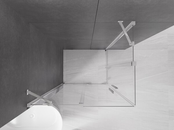 Mexen Velar Duo klizna pregrada za tuš klizna 90 x 80 cm, prozirna, krom - 871-090-080-02-01