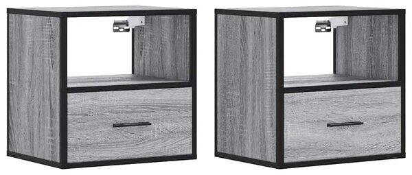 Zidni noćni ormarići 2 kom Sivi Sonoma 40x31x39 5 cm - Sivi hrast sonoma 2 Sivi hrast sonoma 2