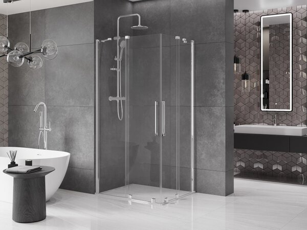 Mexen Velar Duo klizna pregrada za tuš klizna 90 x 80 cm, prozirna, krom - 871-090-080-02-01