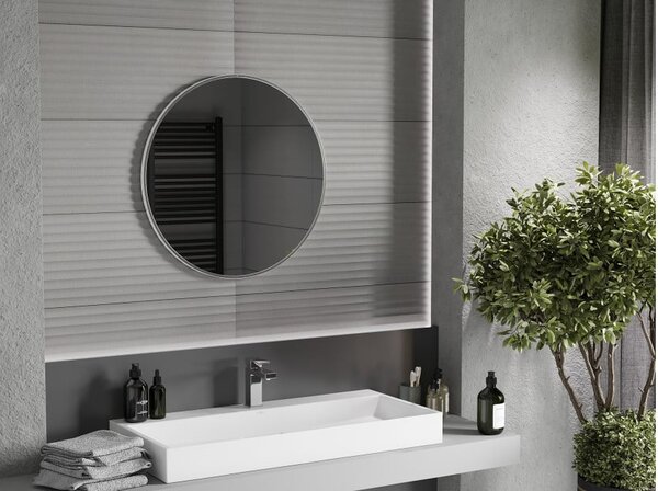 Mexen Loft okruglo ogledalo za kupaonicu 70 cm, inox okvir - 9850-070-070-000-10