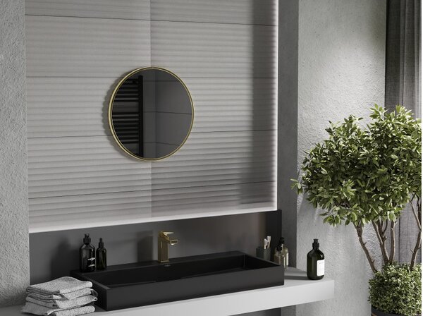 Mexen Loft okruglo ogledalo za kupaonicu 40 cm, zlatni okvir - 9850-040-040-000-50
