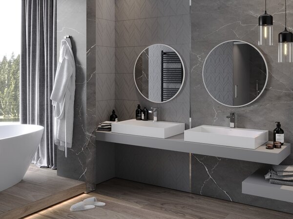 Mexen Loft okruglo ogledalo za kupaonicu 70 cm, bijeli okvir - 9850-070-070-000-20