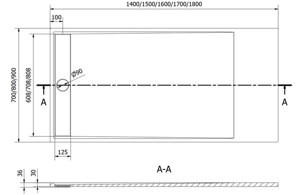 Mexen Amon pravokutna tuš kada SMC 140 x 70 cm, bijela - 4F107014