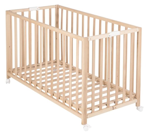 Dječji krevet na kotačićima/sklopivi 60x120 cm u prirodnoj boji Fold up – Roba