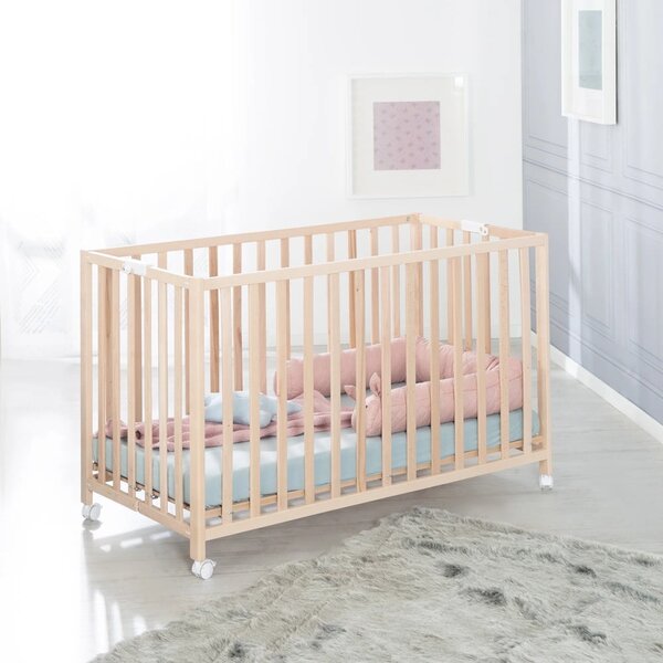 Dječji krevet na kotačićima/sklopivi 60x120 cm u prirodnoj boji Fold up – Roba