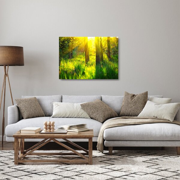Staklena slika - Proljetno buđenje šume (70x50 cm)