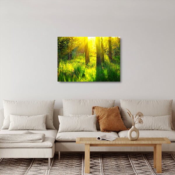 Staklena slika - Proljetno buđenje šume (70x50 cm)