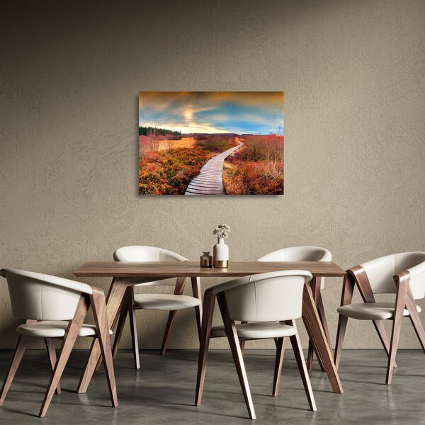 Staklena slika - Jesenska cesta kroz krajolik (70x50 cm)