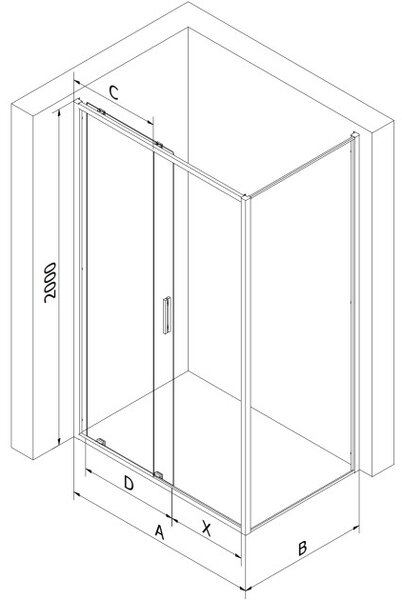 Mexen Exo klizna tuš kabina klizna 100 x 80 cm, prozirna, crna - 8151-100-080-70-00