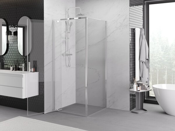 Mexen Exo ljuljna tuš kabina 90 x 90 cm, prozirna, krom - 8181-090-090-01-00