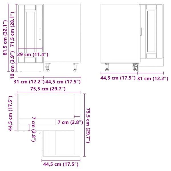 Kuhinjski kutni donji ormarić Porto bijeli konstruirano drvo - Bijela 1 1x kutni donji ormarić (2 vrata) 75 5 cm širok 81 5 cm v