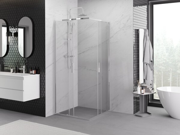 Mexen Exo klizna tuš kabina klizna kvadratna 90 x 90 cm, transparentna, krom - 8111-090-090-01-00