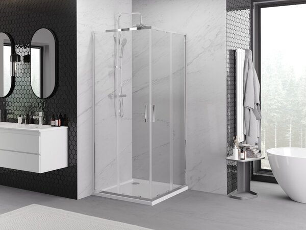 Mexen Exo klizna tuš kabina klizna kvadratna 90 x 90 cm, transparentna, krom - 8111-090-090-01-00