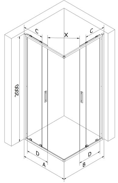 Mexen Exo klizna tuš kabina klizna kvadratna 90 x 90 cm, transparentna, krom - 8111-090-090-01-00