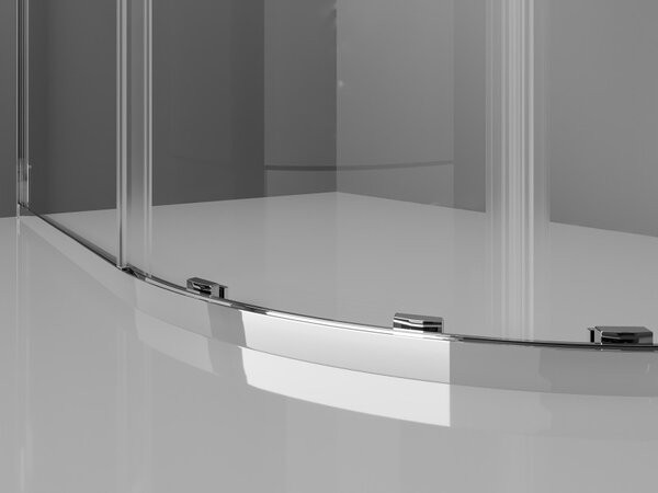 Mexen Exo asimetrična polukružna klizna tuš kabina 90 x 80 cm, prozirna, krom - 8132-090-080-01-00