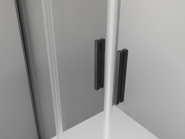 Mexen Exo polukružna asimetrična klizna tuš kabina 90 x 80 cm, prozirna, crna - 8132-090-080-70-00