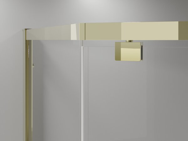 Mexen Exo tuš kabina peterokutna s preklopnim vratima 90 x 90 cm, prozirna, zlatna - 812-090-090-50-00