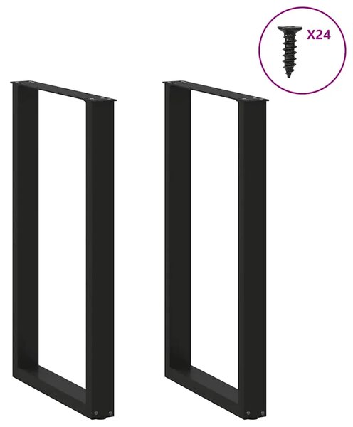 Noge za barski stol U-oblika 2 kom Crne 60 x (100-101) cm Čelik - Crna 60 x (100-101) cm 2 1