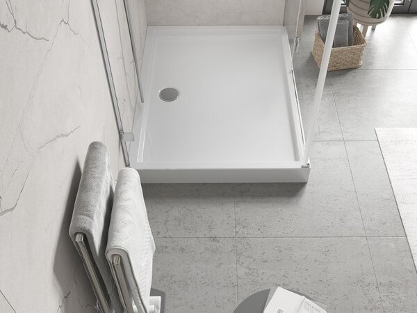 Mexen Flow+ pravokutna tuš kada 80 x 70 cm, bijeli sjaj - 46R107080H