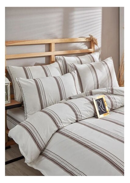 Smeđo-bež pamučna posteljina za bračni krevet/za produženi krevet 200x220 cm – Mila Home