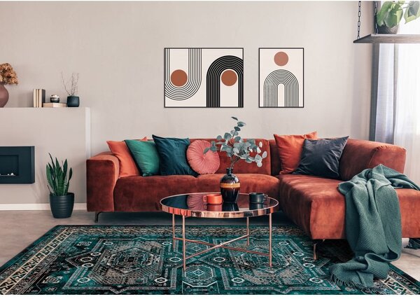 Petrolej zeleni vuneni tepih 133x180 cm Mia – Agnella