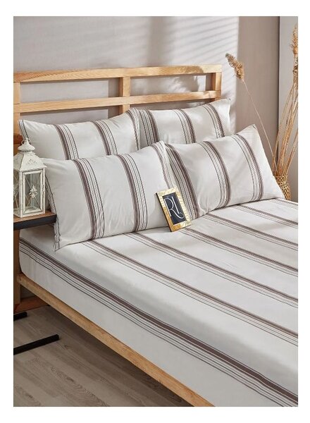 Smeđo-bež pamučna posteljina za bračni krevet/za produženi krevet 200x220 cm – Mila Home
