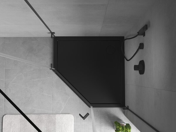 Mexen Flow slim petokutna tuš kada 80 x 80 cm, crni mat - 46P708080