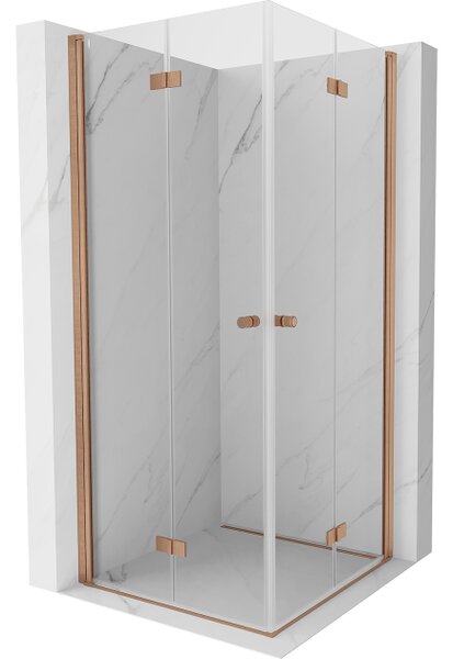 Mexen Mist-F Duo sklopiva tuš kabina 80 x 80 cm, prozirna, brušena bakra - 8A6-080L-080P-65-00