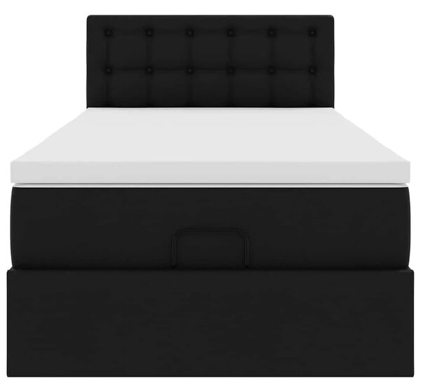 Otoman krevet s madracem crni 90x200 cm umjetna koža - Crna 90 x 200 cm Crna 90 x 200 cm