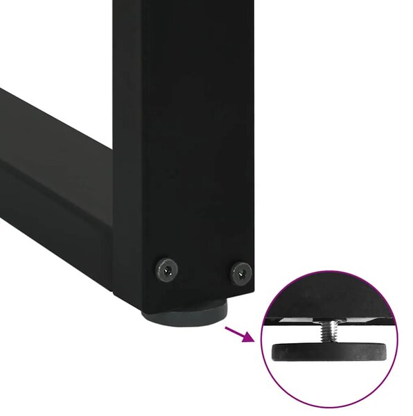 Noge za blagovaonski stol U-oblik 3 kom Crne 100 x (72-73) cm Čelik - Crna 100 x (72-73) cm 3 1