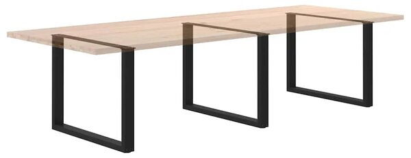 Noge za blagovaonski stol U-oblik 3 kom Crne 100 x (72-73) cm Čelik - Crna 100 x (72-73) cm 3 1
