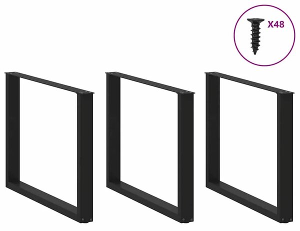 Noge za blagovaonski stol U-oblik 3 kom Crne 100 x (72-73) cm Čelik - Crna 100 x (72-73) cm 3 1