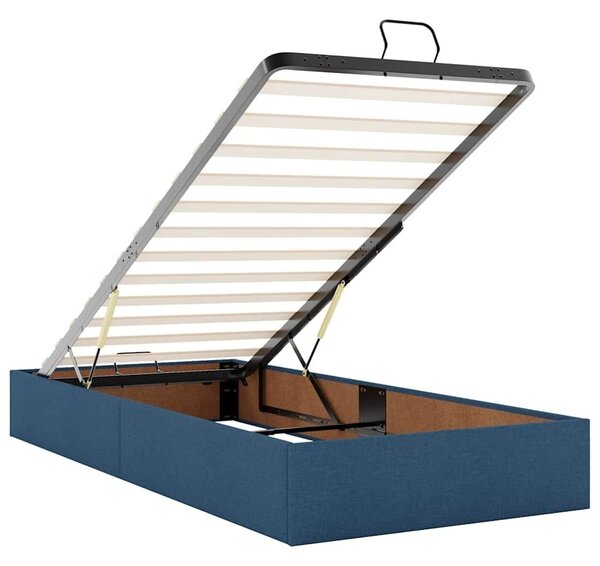 Otoman okvir kreveta s madraca plavi 90x190cm od tkanine - Plava 90 x 190 cm Dizajn s gumbima Plava