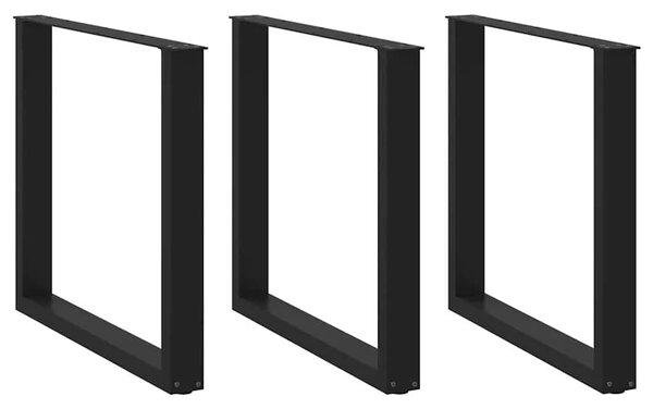 Noge za blagovaonski stol U-oblik 3 kom Crne 90 x (72-73) cm Čelik - Crna 90 x (72-73) cm 3 1